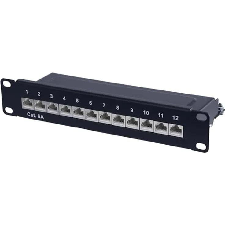CAT.6a Patchpanel Red4Power R4-N106S, 12-fach, 10 Zoll, schwarz