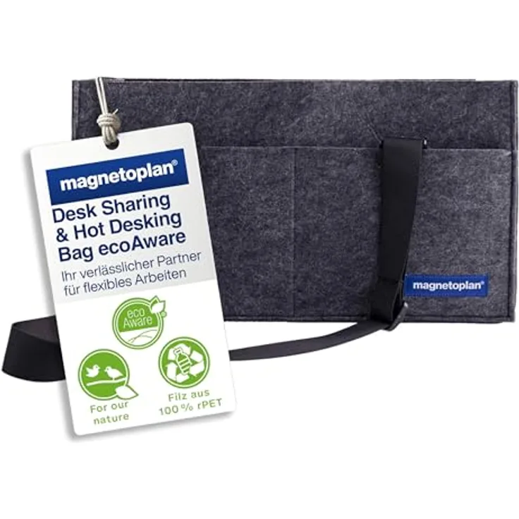 Magnetoplan Aktentasche 11126, praktische Laptop-Tasche aus 100 % recyceltem Polyester, grau, 45 x 25 x 15 cm, für flexibles Arbeiten