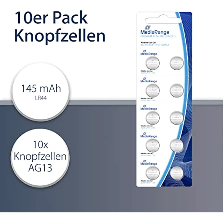 MediaRange Premium Alkaline Knopfzellen, AG13|LR44|1.5V, 10er Pack – Bild 3