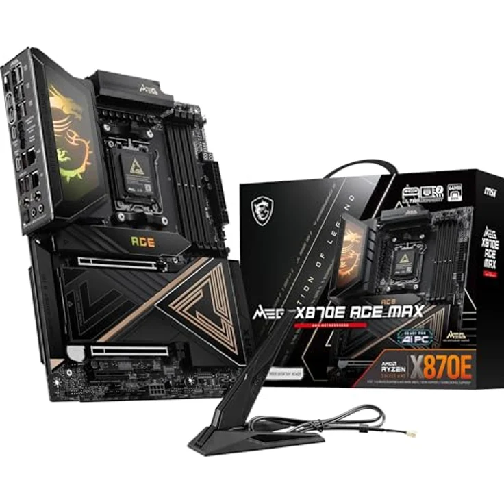 MSI MEG X870E ACE MAX Mainboard, ATX - Unterstützt AMD Ryzen 9000/8000/7000, 110A SPS VRM, DDR5 bis 9000+ MT/s OC, 5x M.2, PCIe 5.0, USB4, Wi-Fi 7 – Bild 1
