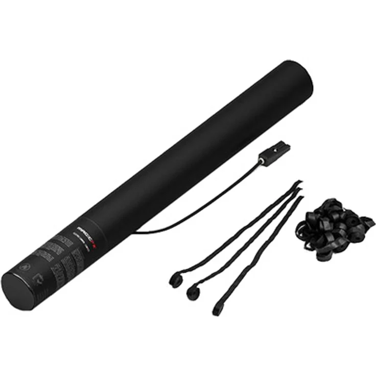 Magic FX E Cannon 50 cm, Elektrische Konfetti Kanone mit schwarzen Streamern