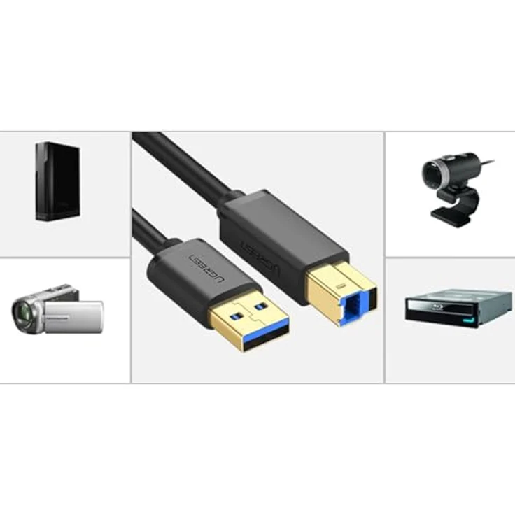 Ugreen US210 USB 3.0 Druckerkabel, 1m, Schwarz, 5Gbps Datentransfergeschwindigkeit, kompatibel mit Mac und Windows – Bild 5