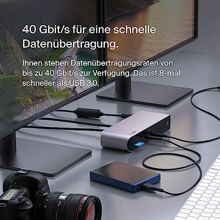 Belkin Thunderbolt 4 Dock Pro, geeignet für 1 Monitor (8K bei 30 Hz) oder 2 Monitore (4K), Docking Station mit 2 Thunderbolt 4-Ports, 2 HDMI-Ports, 90 W PD, Audio-Ein-/Ausgang, für MacBook Pro und XPS – Bild 4