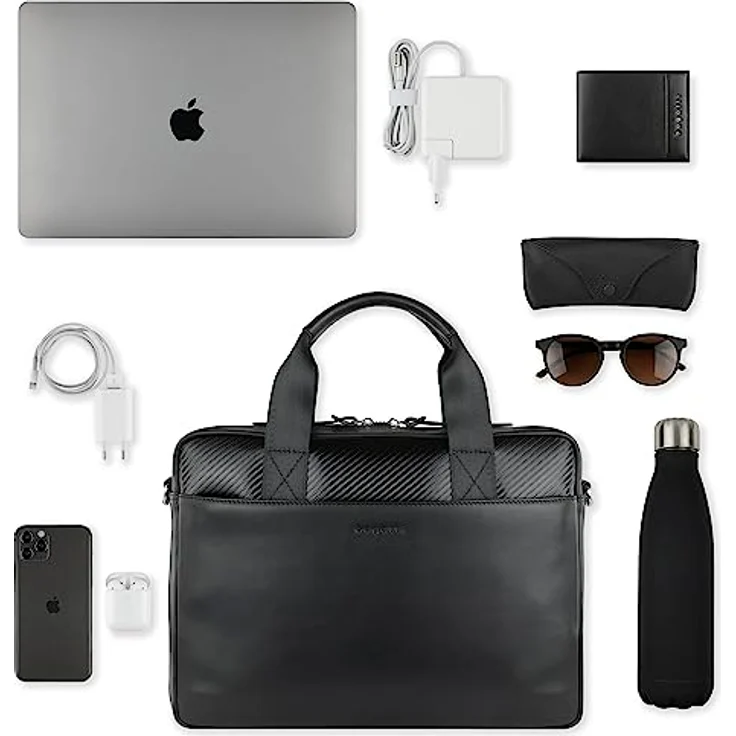 Bugatti Aktentasche COMET BAGS (15"), Notebooktasche, Schwarz, aus 100 % Rindleder, mit gepolstertem Notebookfach - Preisvergleich – Bild 5