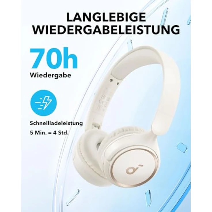 soundcore H30i Kabellose On-Ear Kopfhörer, Faltbares Design, Purer Bass, 70h Wiedergabe, Bluetooth 5.3, Leicht und bequem, App Steuerung, Multipoint-Verbindung – Bild 3