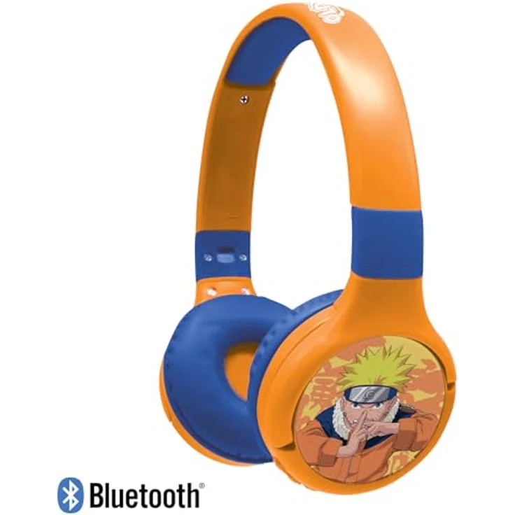 Lexibook Naruto HPBT010NA, 2-in-1 Bluetooth & kabelgebundene Kopfhörer mit Mikrofon, faltbar, verstellbar, orange/blau, kindersicherer Klang, langlebiger Akku – Bild 2