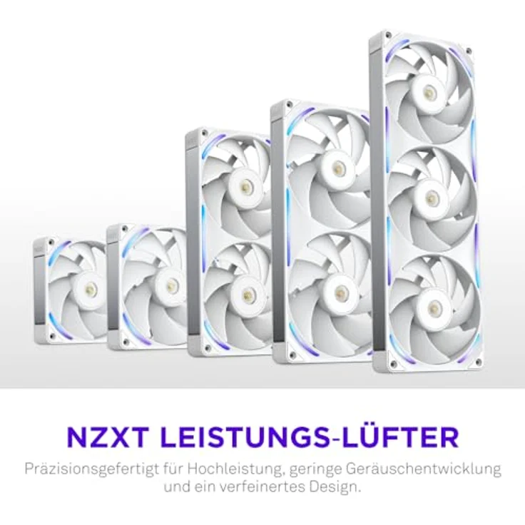 NZXT F120X Performance-Lüfter, 120mm PWM RGB, hohe Luftförderung und statischer Druck, LCP-Rahmen, magnetisches Fluid-Dynamic-Lager, 30mm dick, weiß – Bild 2