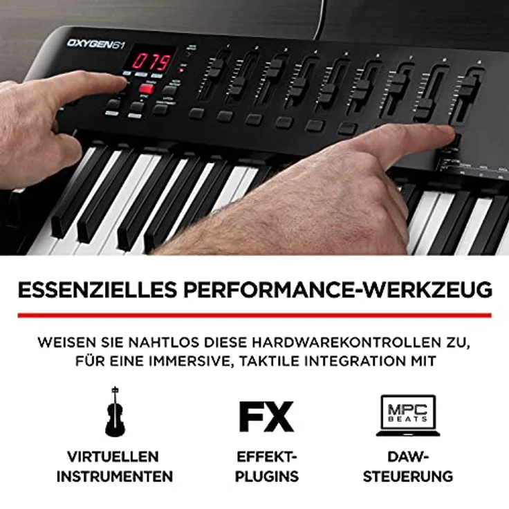 M-Audio Oxygen 61 V – 61-Tasten USB MIDI Keyboard Controller mit Beat Pads, Smart Chord & Scale Modi, Arpeggiator und Softwarepaket inklusive – Bild 3