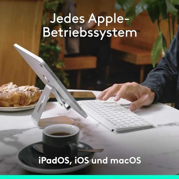 Logitech Keys-To-Go 2, mobile kabellose Tastatur für iPad mit integriertem Schutzcover, schlanke und kompakte, DEU QWERTZ-Layout - Hellgrau – Bild 5
