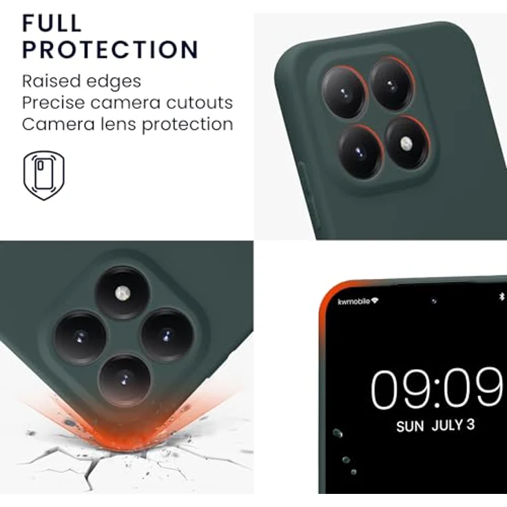 kwmobile Handyhülle für Xiaomi 15T, Silikon Case in Moosgrün, elastisch und rutschfest, präzise Ausschnitte für Kameralinsen – Bild 3