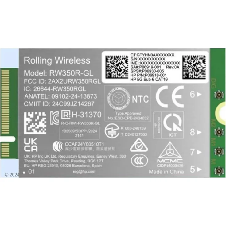 HP Solution WWAN, Netzwerkkarte für 5G-Verbindungen mit optimiertem Stromverbrauch, Silber