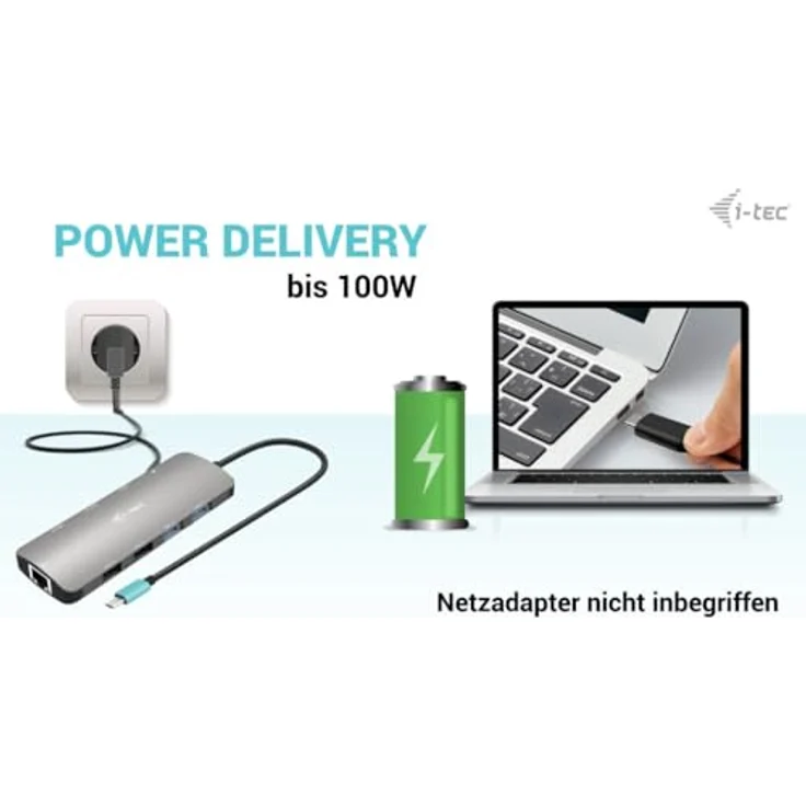 iTEC USB-C Metal Nano 2x Display Docking Station + Power Delivery 100 W, Aluminiumgehäuse, schwarz – Bild 7