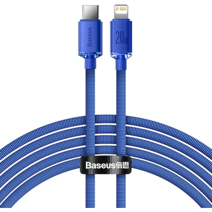 Baseus Crystal Shine Series USB-C auf Lightning Kabel, 20W Schnelllade- und Datenübertragungskabel, 2m, blau