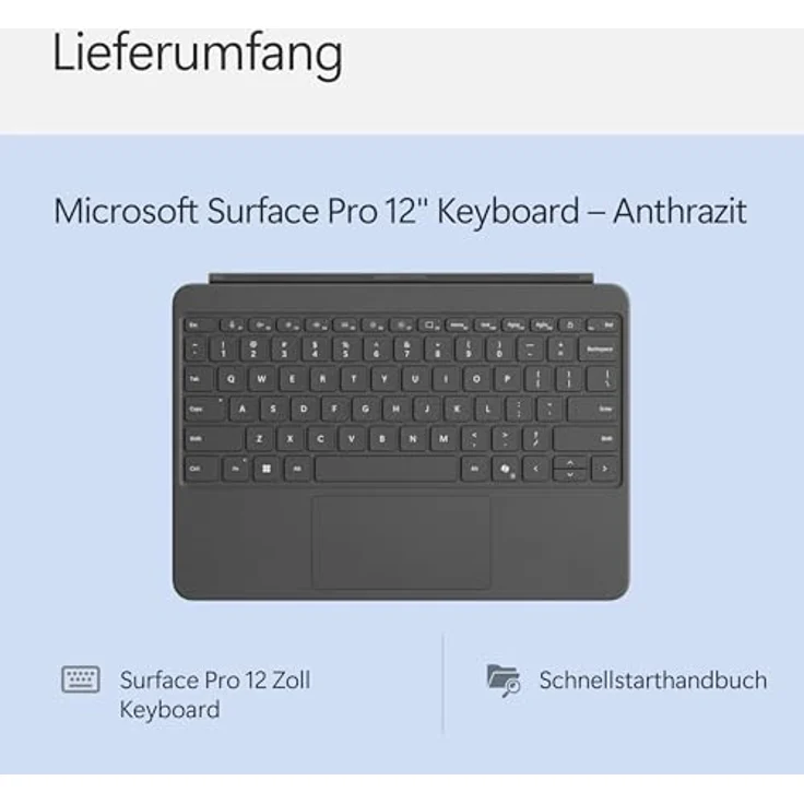 Microsoft Surface Pro 12" Keyboard, kompatibel mit Surface Pro (1. Edition), inkl. Hintergrundbeleuchtung, Anthrazit – Bild 4