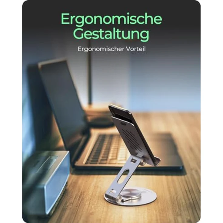ICY Box IB-TH201-R, 360° Smartphone- und Tablet-Ständer bis 12,9 Zoll, Aluminium & Karbonstahl, ergonomisch verstellbar, kompakt & tragbar – Bild 2