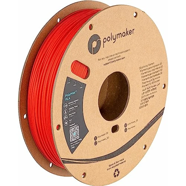 Polymaker PolyMax Tough PLA Rot, 1.75mm, 750g - Hochschlagfestes 3D-Druckmaterial mit überlegenen mechanischen Eigenschaften gegenüber ABS – Bild 1