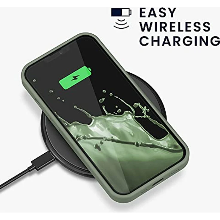 kwmobile Handyhülle für iPhone 13, Silikon Case für kabelloses Laden, graugrün, flexibel und rutschfest – Bild 5