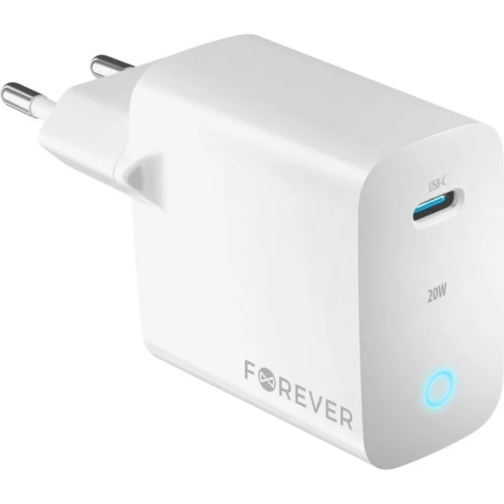 FOREVER Wandladegerät PD QC TC-06, USB-C Anschluss, 30W Schnellladegerät in Weiß