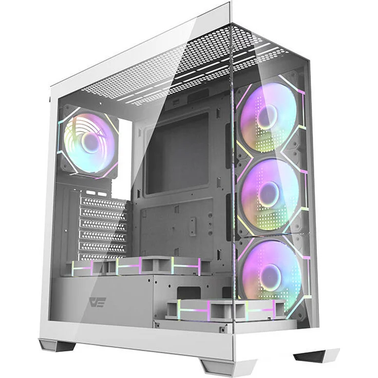 darkflash DS900, Computergehäuse in Weiß mit 7 ARGB-Lüftern und Panoramadesign