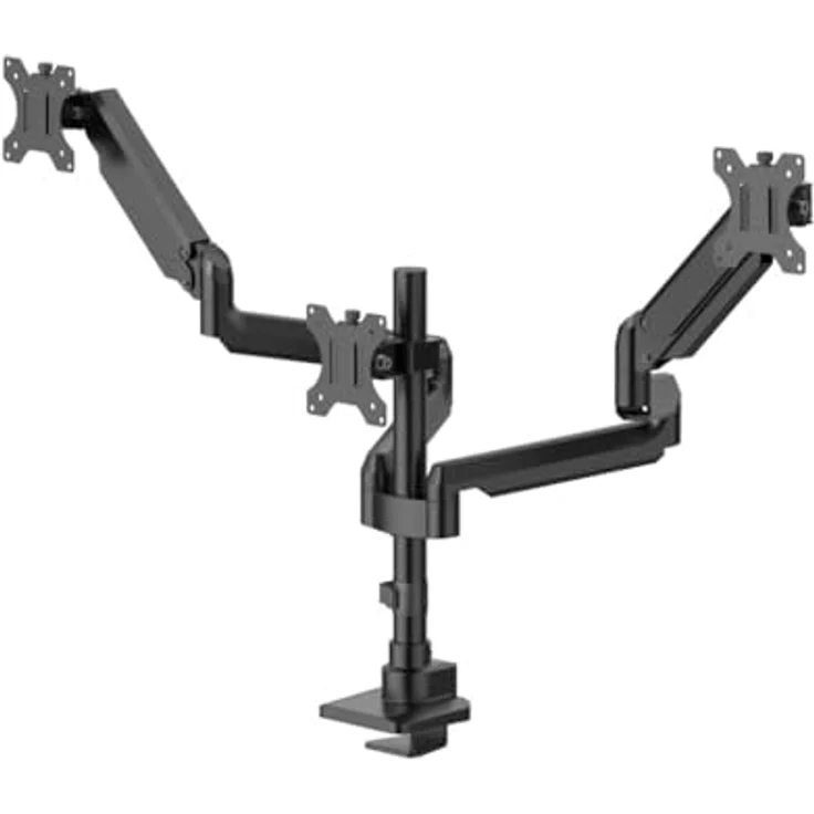 Hama Monitorhalterung, 3 Monitore, vollbeweglich mit Gasfeder, geeignet für 17" - 32", Schwarz – Bild 1