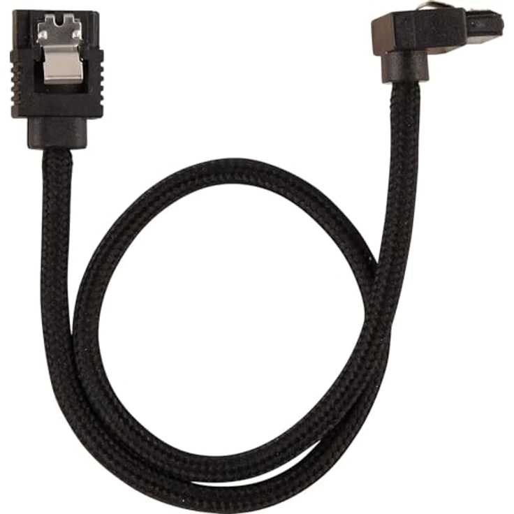 Corsair Premium Sleeved SATA 3 Kabel gewinkelt - gerade (6Gbps, 30 cm 90°) Schwarz – Bild 4