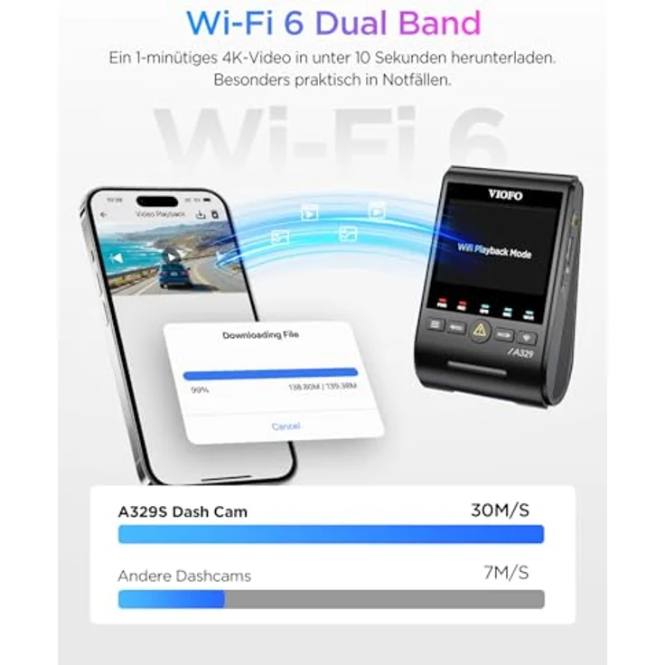 VIOFO A329S 3CH 4K Dashcam, 4K Frontkamera + 2K Innenkamera + 2K Heckkamera, Energiespar-Parkmodus, Wi-Fi 6, 210° Ultraweitwinkel, 4TB SSD unterstützend – Bild 5