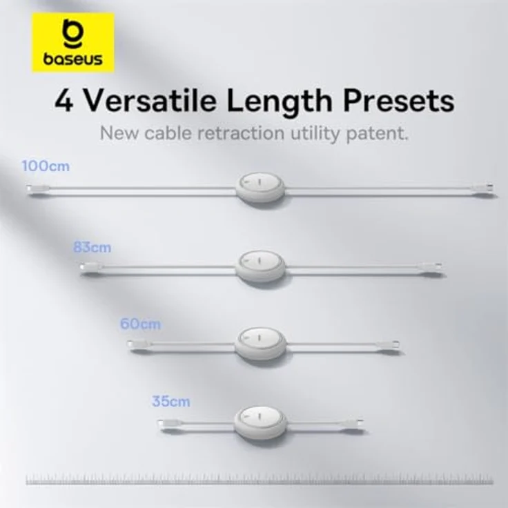 Baseus Free2Pull, Einziehbares USB-C auf Lightning Schnellladekabel, 1 m, 20W, Weiß, Hochgeschwindigkeits-Datenübertragung bis 480 Mbit/s – Bild 3