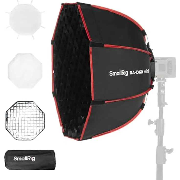 SMALLRIG RA-D60 Parabolic Softbox, 23,6" Quick Release Softbox mit Tragetasche, kompatibel mit SmallRig RC 60B COB-Videoleuchte, leicht und faltbar - 4682
