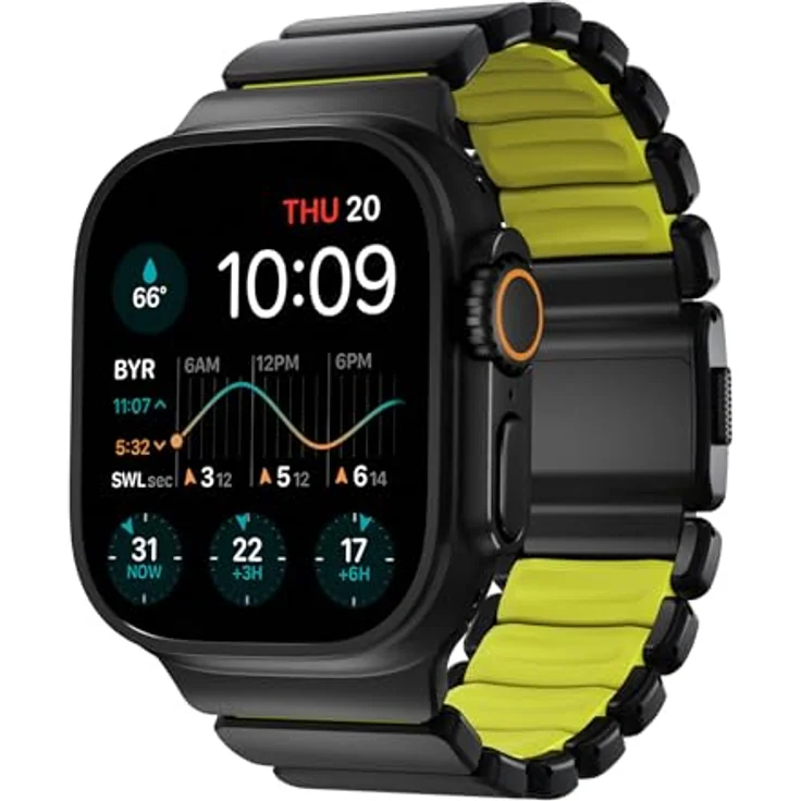 NOMAD Stratos Band I für Apple Watch 42/44/45/46/49mm, Hybrid-Design aus Titan und FKM, wasserresistent, Black Volt – Bild 1