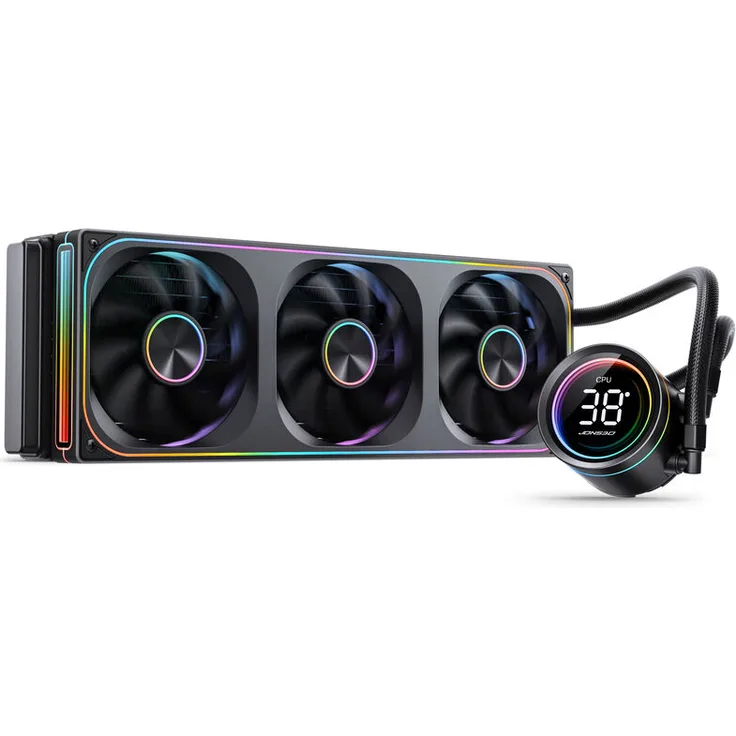 Jonsbo TH-360 AiO Wasserkühlung, 360mm Aluminium-Radiator mit ARGB-Beleuchtung und LED-Display, schwarz