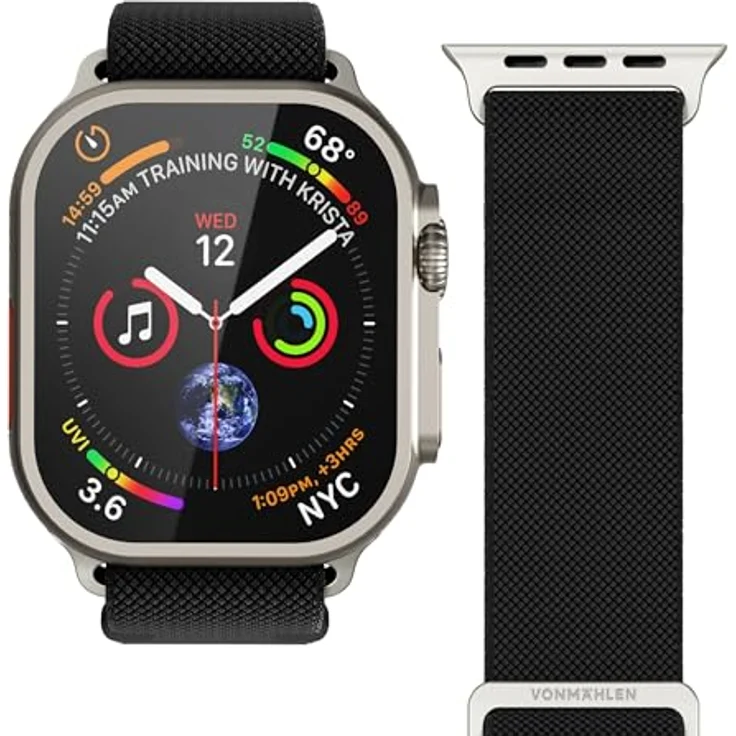 VONMÄHLEN Classic Nylon Loop, Robustes und verstellbares Nylonarmband, schweiß- und wasserbeständig, kompatibel mit Apple Watch – Bild 2