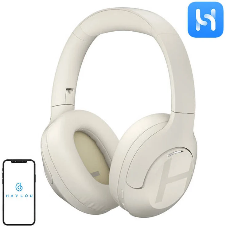 Haylou S35, Noise-Cancelling Kopfhörer mit hybrider ANC-Technologie, 40-mm-Dynamiktreiber, Bluetooth 5.2, weiß