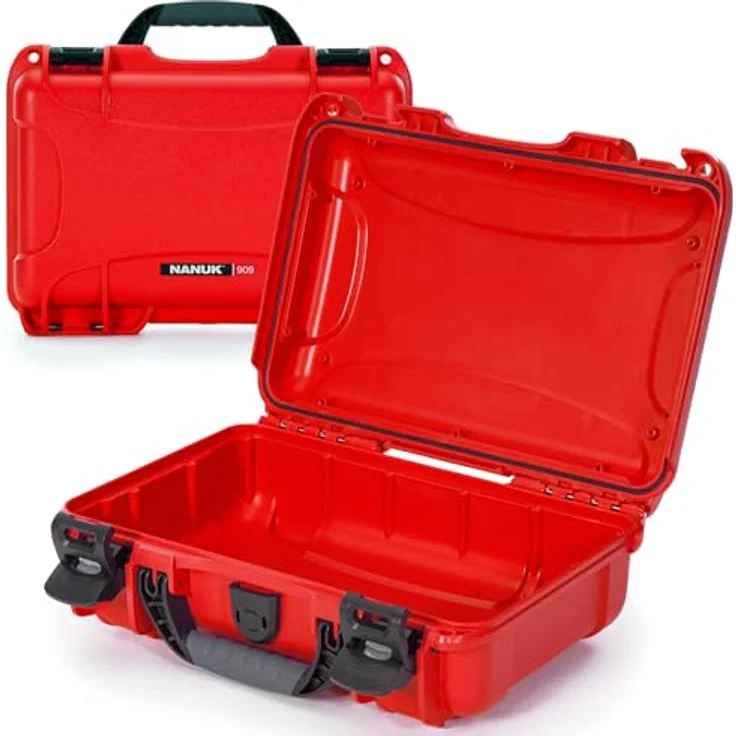 Nanuk Kunststoffkoffer 909, wasserdichte Hartschalentasche, leer, Rot, 4.80 l, für Kameras und Elektronik – Bild 1