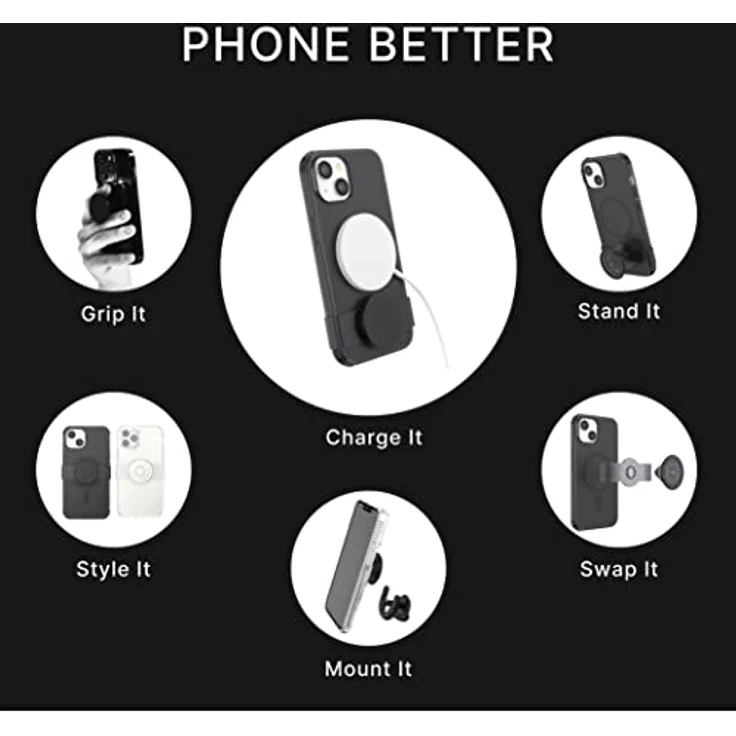 PopSockets Backcover mit Popsockets Solid Clear (iPhone 13, iPhone 13 Pro, iPhone 14), Smartphone HÃ¼lle, Schwarz – Bild 4