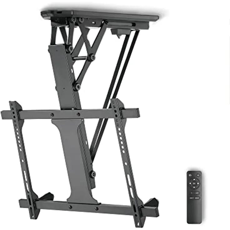Xantron DEHA-600E elektrische TV Deckenhalterung neigbar klappbar für 32-70 Zoll, VESA bis 600x400 mm, bis 35 kg, schwarz