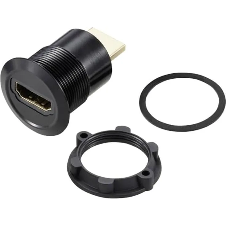TRU COMPONENTS TC-11980460 HDMI Panel-Adapter Buchse HDMI-Buchse - HDMI-Stecker Schwarz Polzahl: 1 Inhalt: 1 St.
