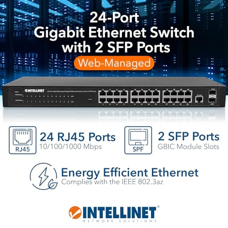 Intellinet 24-Port Web-Managed Gigabit Ethernet Switch mit 2 SFP-Ports schwarz 560917 – Bild 3