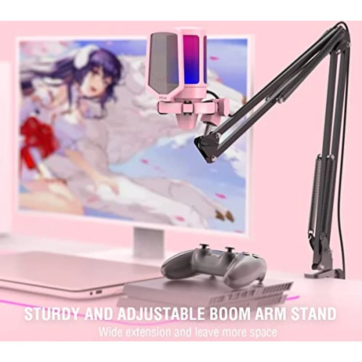 FIFINE Gaming Mikrofon mit Arm, USB Microphone pc für MAC PS4 PS5 mit Stummschalttaste, Popfilter, Shock Mount für Streaming Podcast Studio – Bild 5