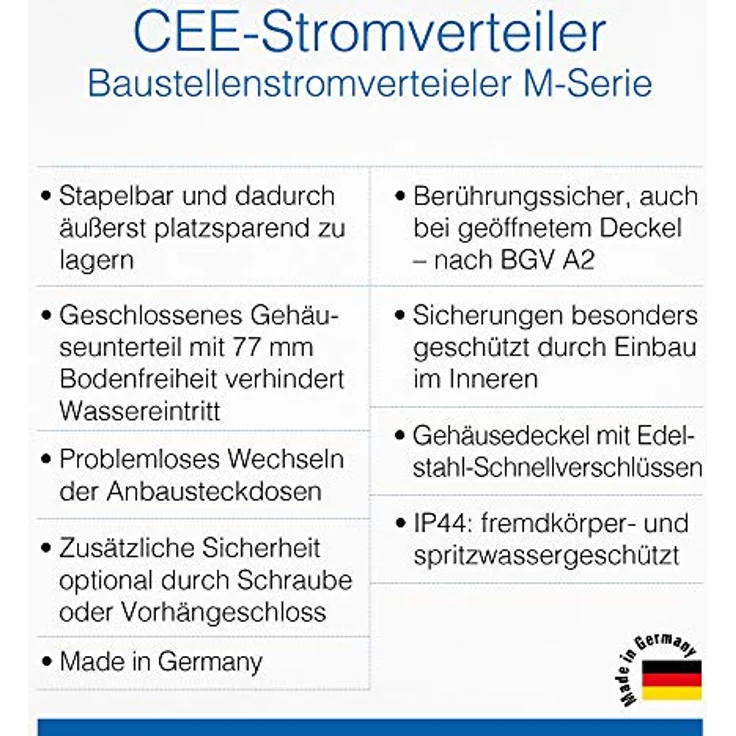 As - Schwabe, Steckdose, Mobiler Baustellen-Stromverteiler, Vollgummi, schwarz, IP44, 400V/32A/5polig – Bild 5