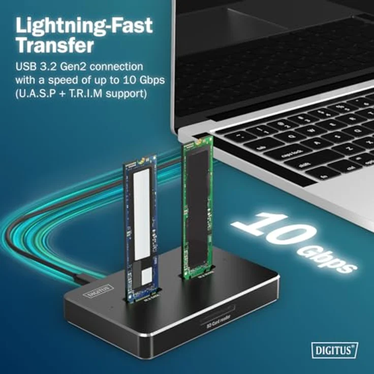 DIGITUS M.2 SSD-Dockingstation für NVMe- und SATA-SSDs bis 4 TB, USB-C 3.2 Gen2 10 Gbit/s, Hot-Swap, Schwarz – Bild 5