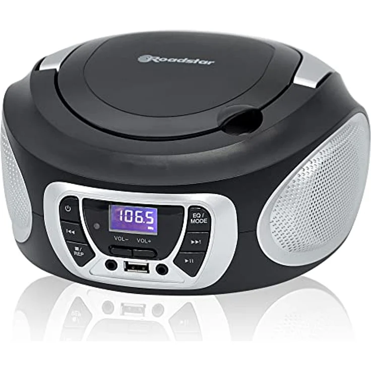 Roadstar CDR-365U/SL, tragbares FM-Radio mit PLL-Tuner, schwarz-silber, unterstützt CD, CD-R und CD-RW, 3,5 mm Kopfhöreranschluss – Bild 6