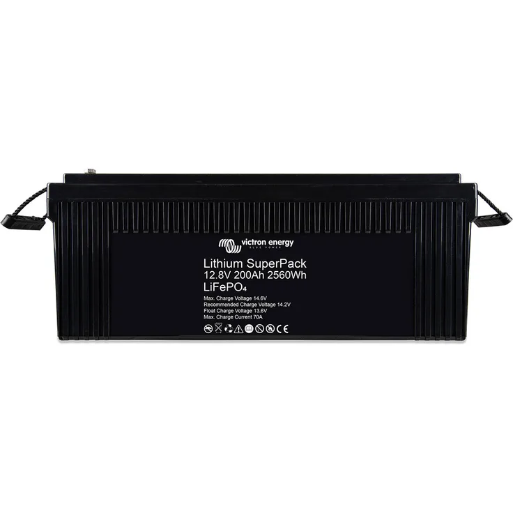 Victron Energy Lithium SuperPack 12,8V/200Ah (M8), LiFePO4 Akku mit integriertem BMS, Parallelschaltung möglich, leicht und kompakt