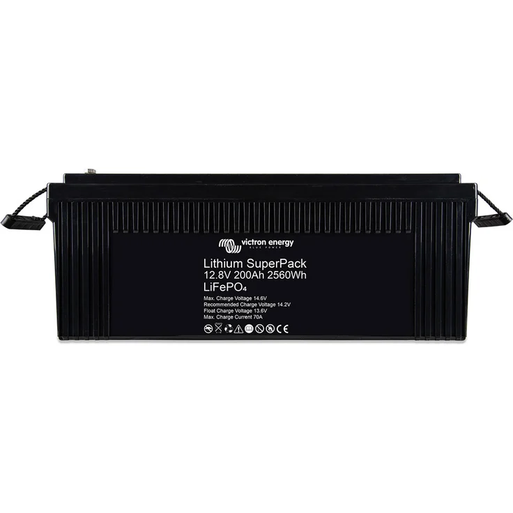 Victron Energy Lithium SuperPack 12,8V/200Ah (M8), LiFePO4 Akku mit integriertem BMS, Parallelschaltung möglich, leicht und kompakt