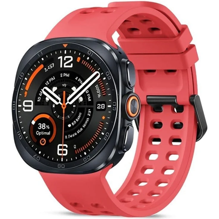 Tech-Protect Silicone Air Strap für Samsung Galaxy Watch Ultra/Ultra2 47mm - Rotes Silikonarmband mit perforierter Belüftung und verstärkter Schließe
