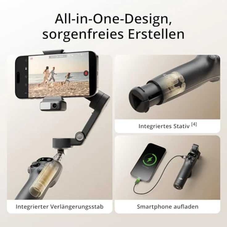 DJI Osmo Mobile 7P Gimbal-Stabilisator für iPhone, Android, Natives Tracking, Beleuchtung, 3-Achsen-Smartphone-Gimbal, schneller Start, EIN-klick-Bearbeitung, integrierter Verlängerungsstab & Stativ – Bild 5