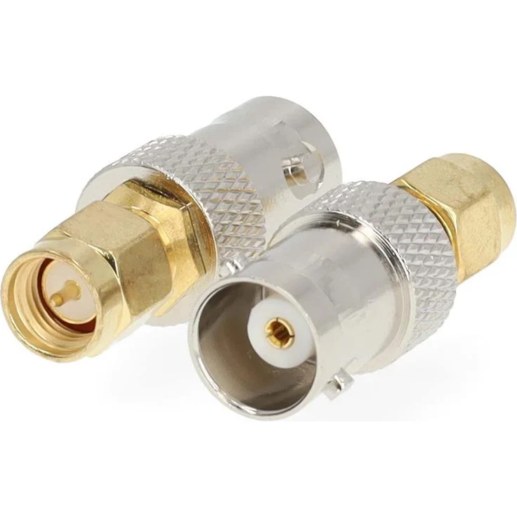 Nedis SMA Adapter, BNC-Buchse auf SMA-Stecker, vergoldet, 50 Ohm, gerade, Kupfer, 2 Stück, gold
