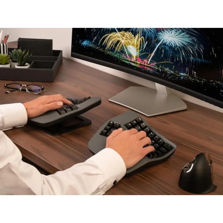 KINESIS Advantage360 PRO Linear Quiet, ergonomische Tastatur mit modularer Anordnung und integrierten Aufstellern, schwarz – Bild 2