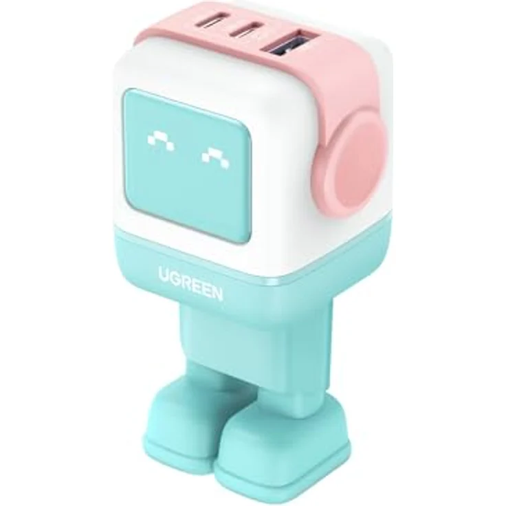 Ugreen Ug35855, GaN Fast 65W USB-A & USB-C Wandladegerät mit LED-Anzeige, Roboterdesign – Bild 1