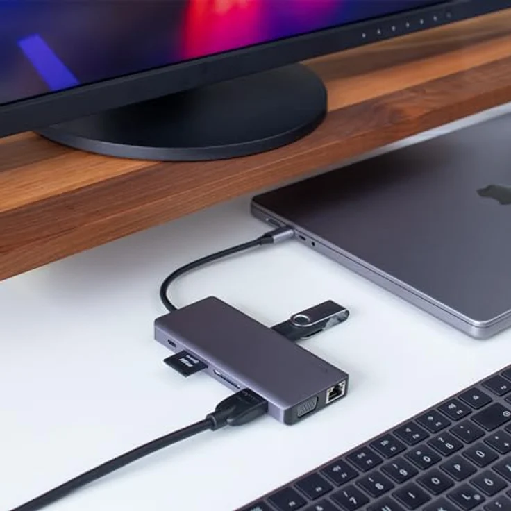 XLayer Docking Station 13-in-1 | USB C Hub Multiport Adapter HDMI SD 4K | Kompatibel für MacBook Pro Air, iPad, Chromecast, Switch, PS, Windows Geräte und Monitoren | Space Grey – Bild 5
