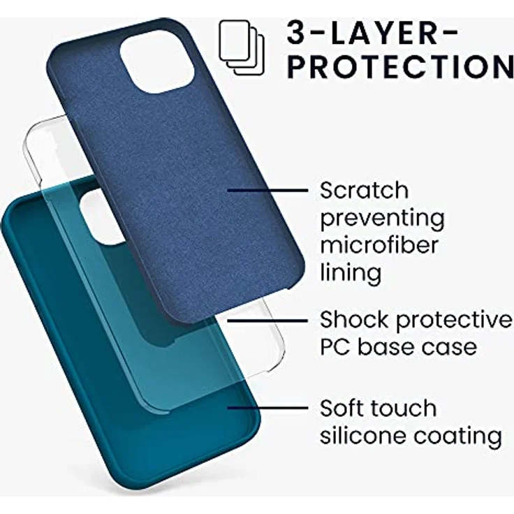 kwmobile iPhone 13 Hülle, Silikon Case in Karibikblau, flexibel und rutschfest, kompatibel mit kabellosen Laden – Bild 2